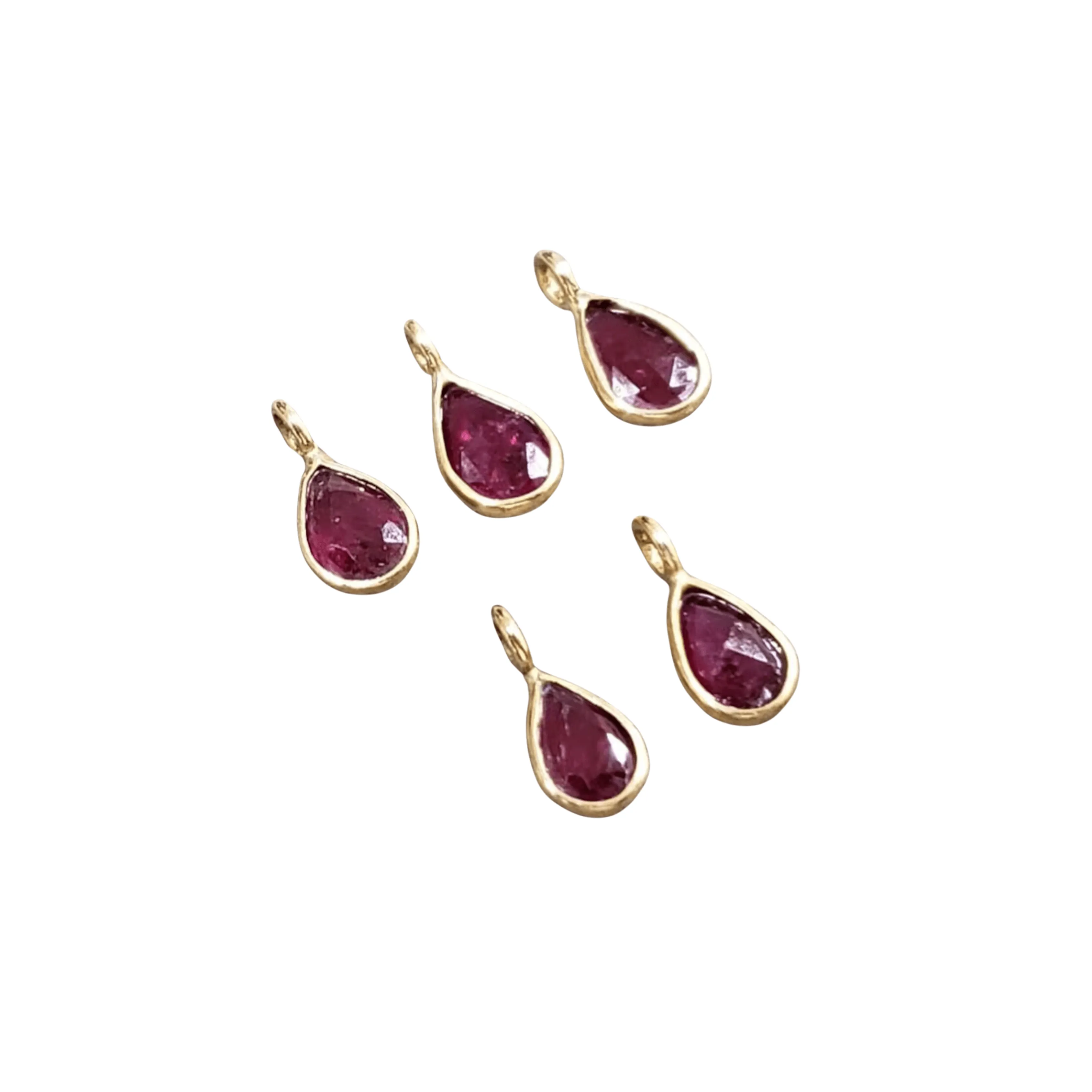 18k Gold Natural Teardrop Ruby Charm
