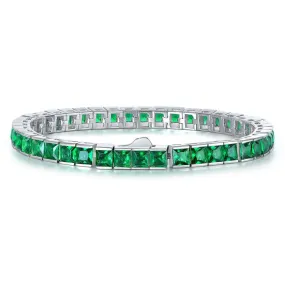 18K Gold-Plated Muzo Green Lab-Grown Emerald & Sapphire Tennis Bracelet in 925 Sterling Silver – Luxury Jewelry