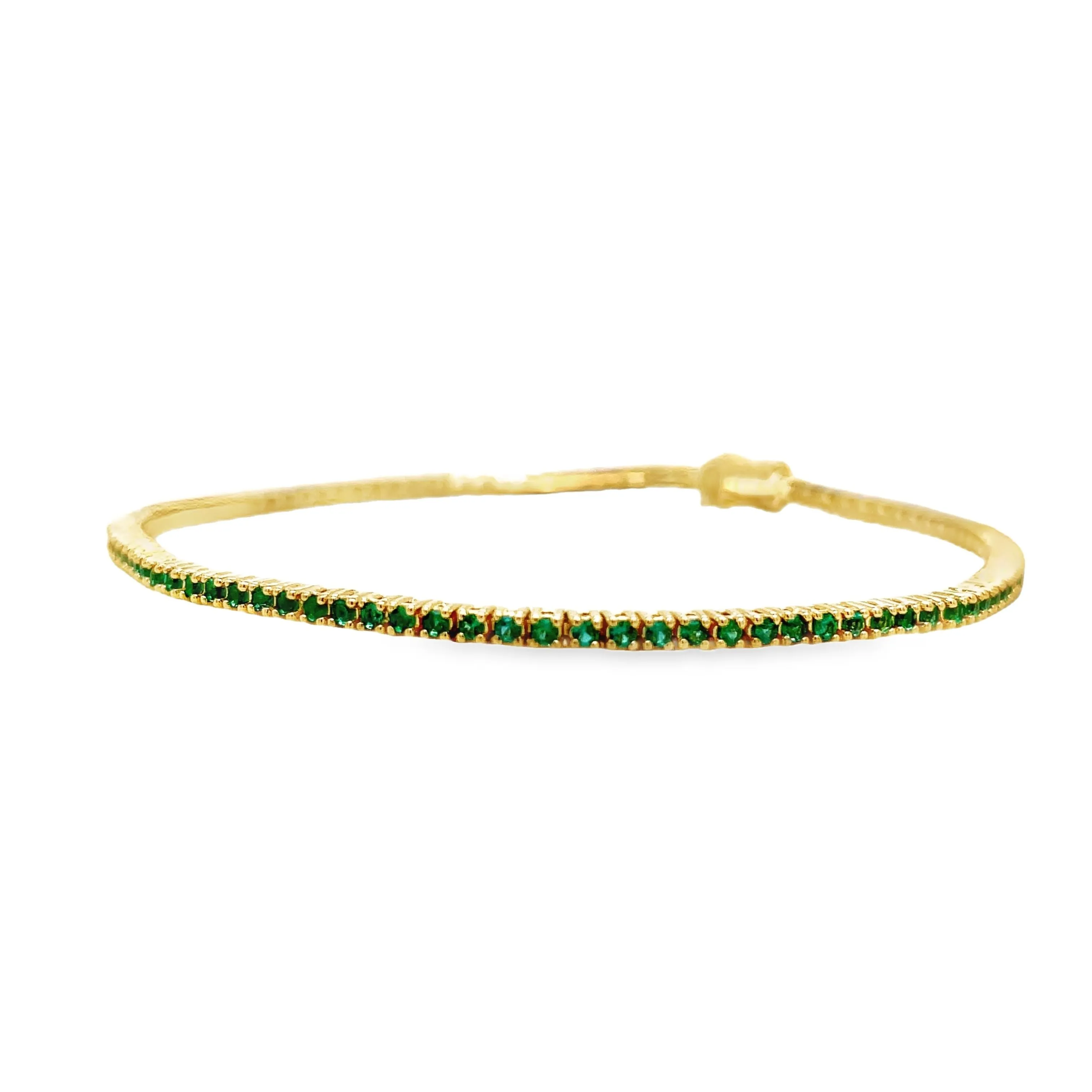 18k Italian Made Emerald Line Tennis Yellow Gold Bracelet 1.00 cts