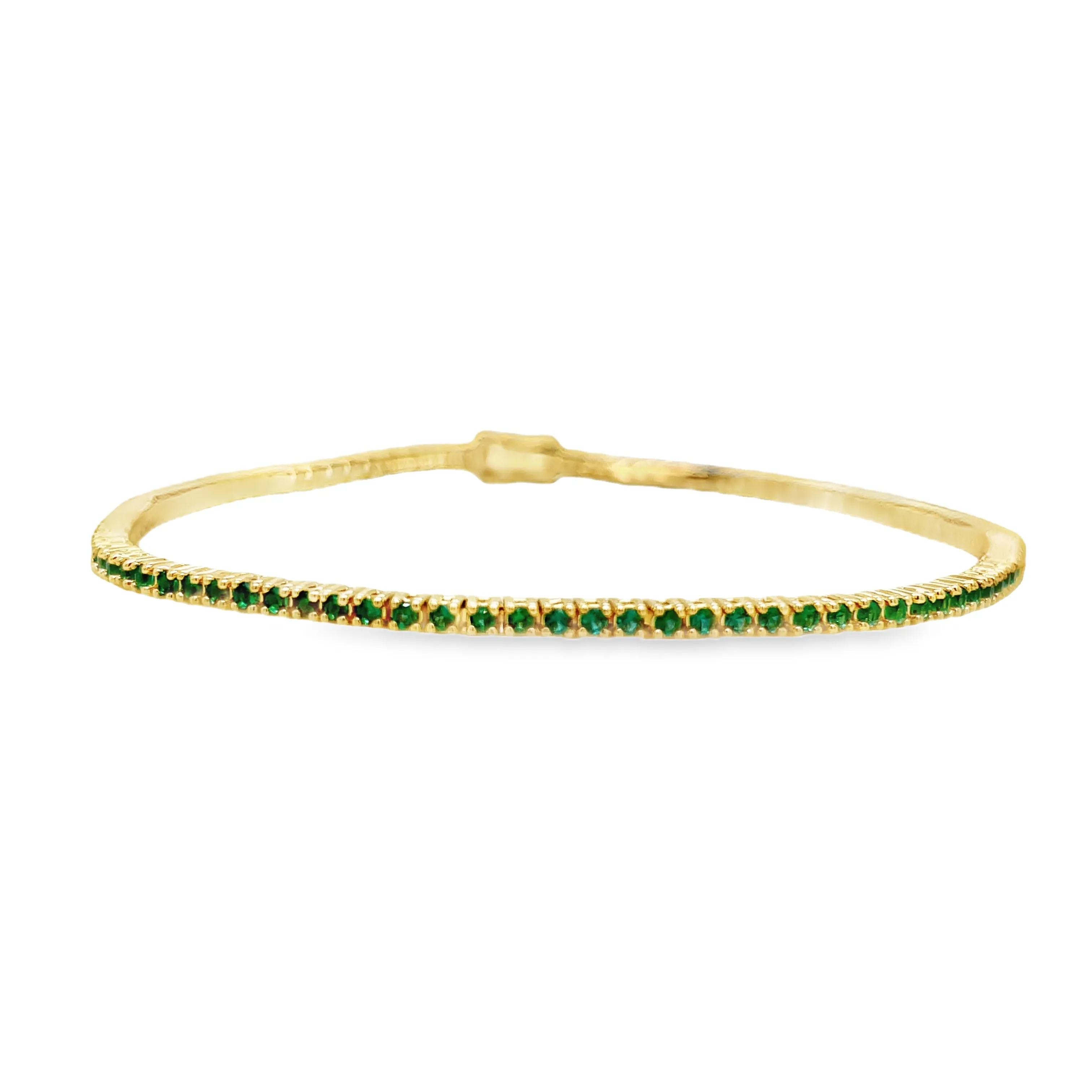 18k Italian Made Emerald Line Tennis Yellow Gold Bracelet 1.00 cts