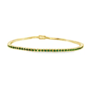 18k Italian Made Emerald Line Tennis Yellow Gold Bracelet 1.00 cts
