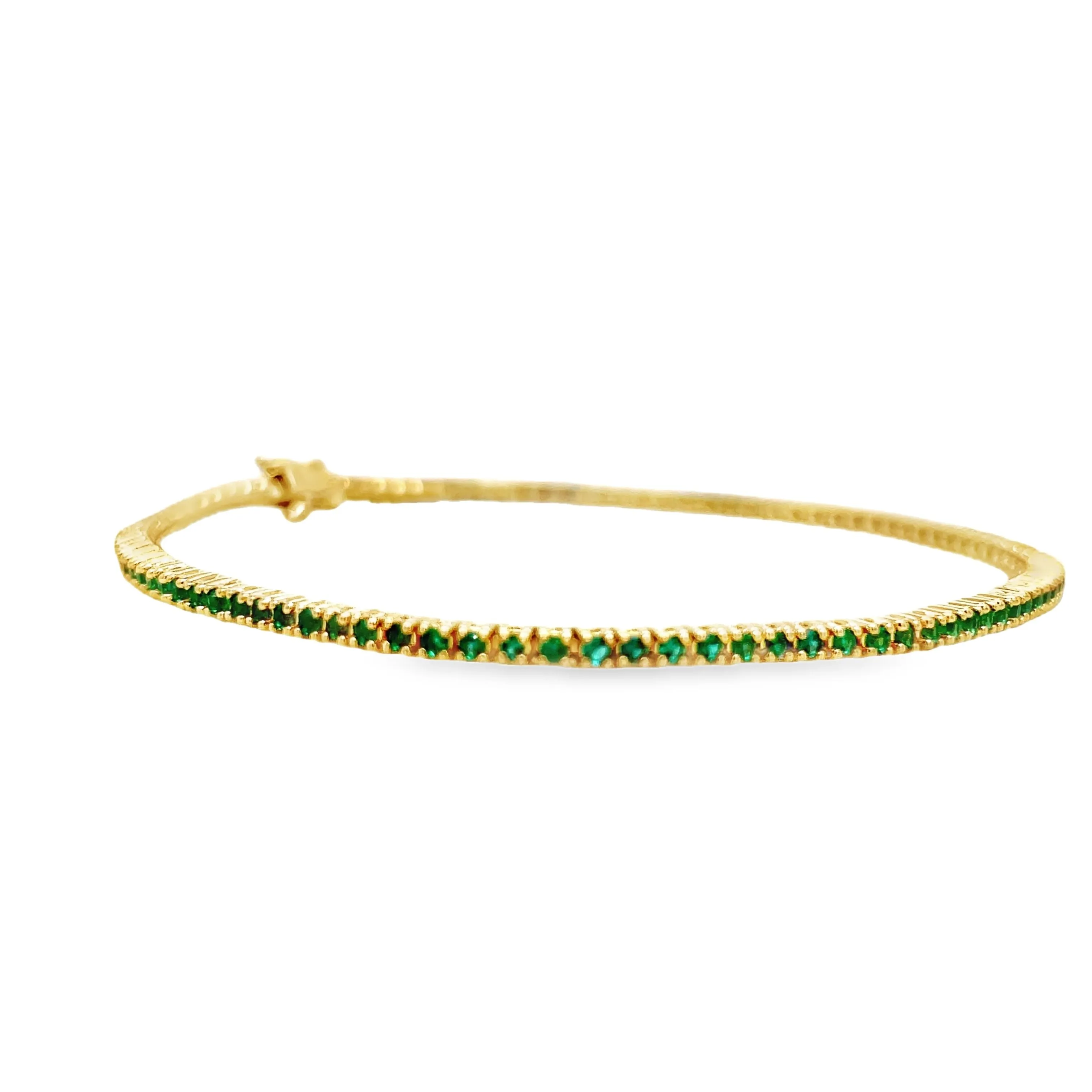 18k Italian Made Emerald Line Tennis Yellow Gold Bracelet 1.00 cts