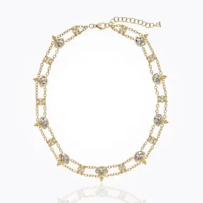 18K Lotus Necklace in blue moonstone and diamond