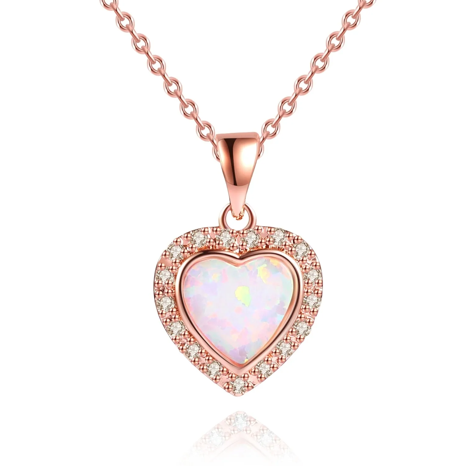 18K Rose Gold Plated Crystal Heart Necklace