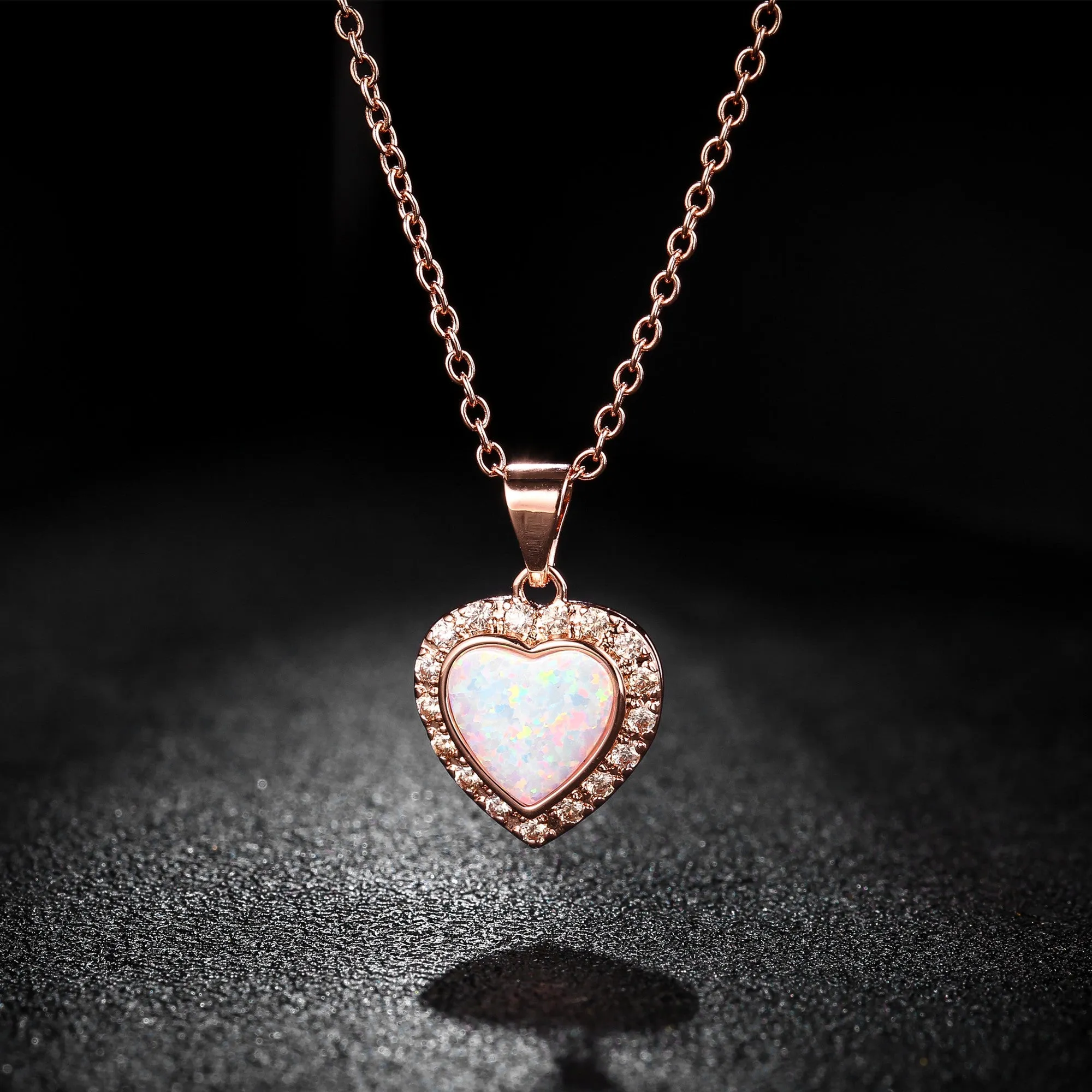 18K Rose Gold Plated Crystal Heart Necklace