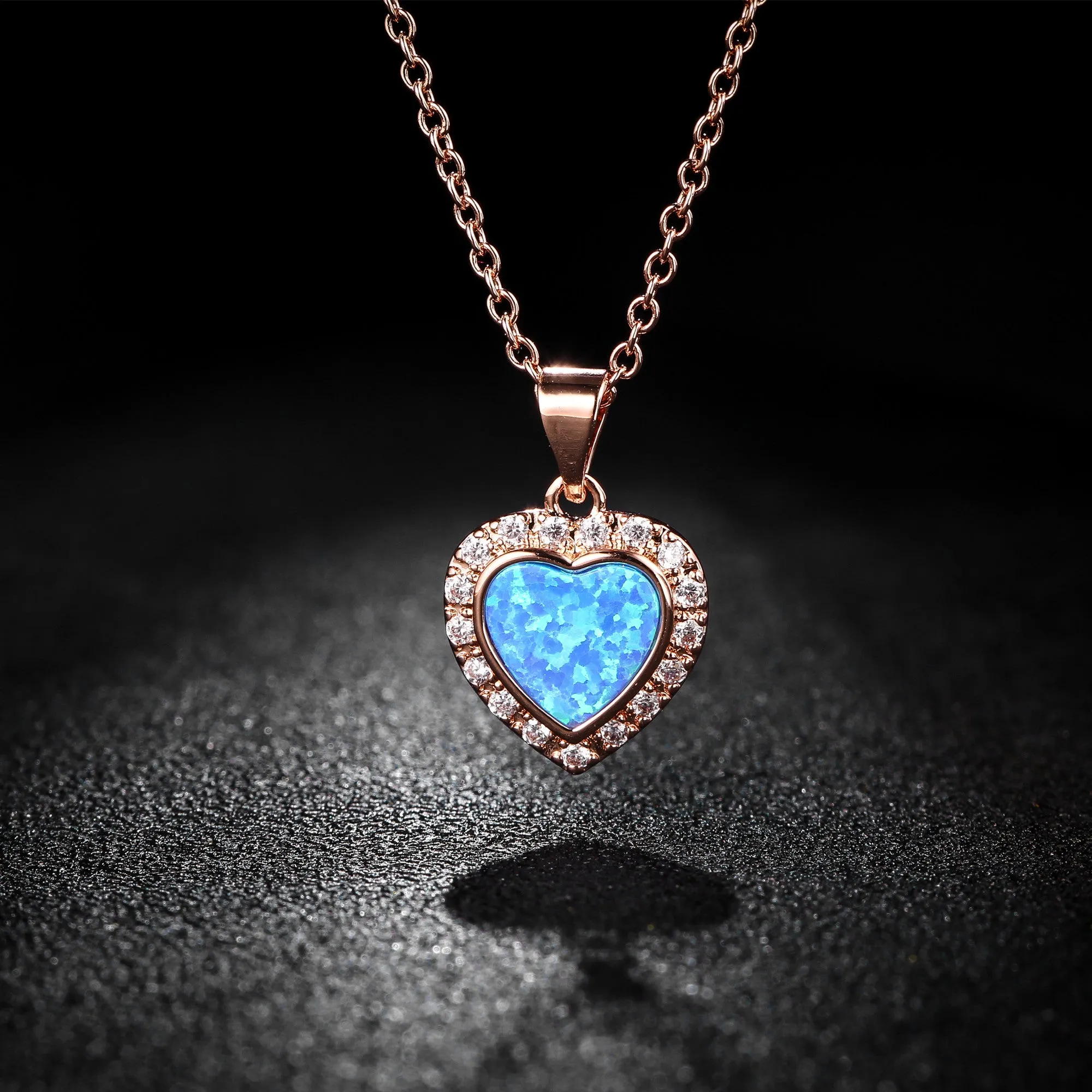 18K Rose Gold Plated Crystal Heart Necklace