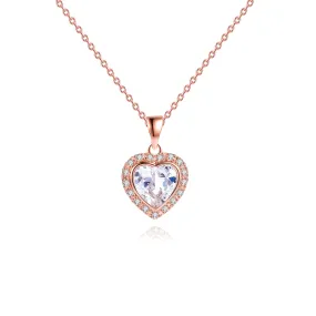18K Rose Gold Plated Crystal Heart Necklace