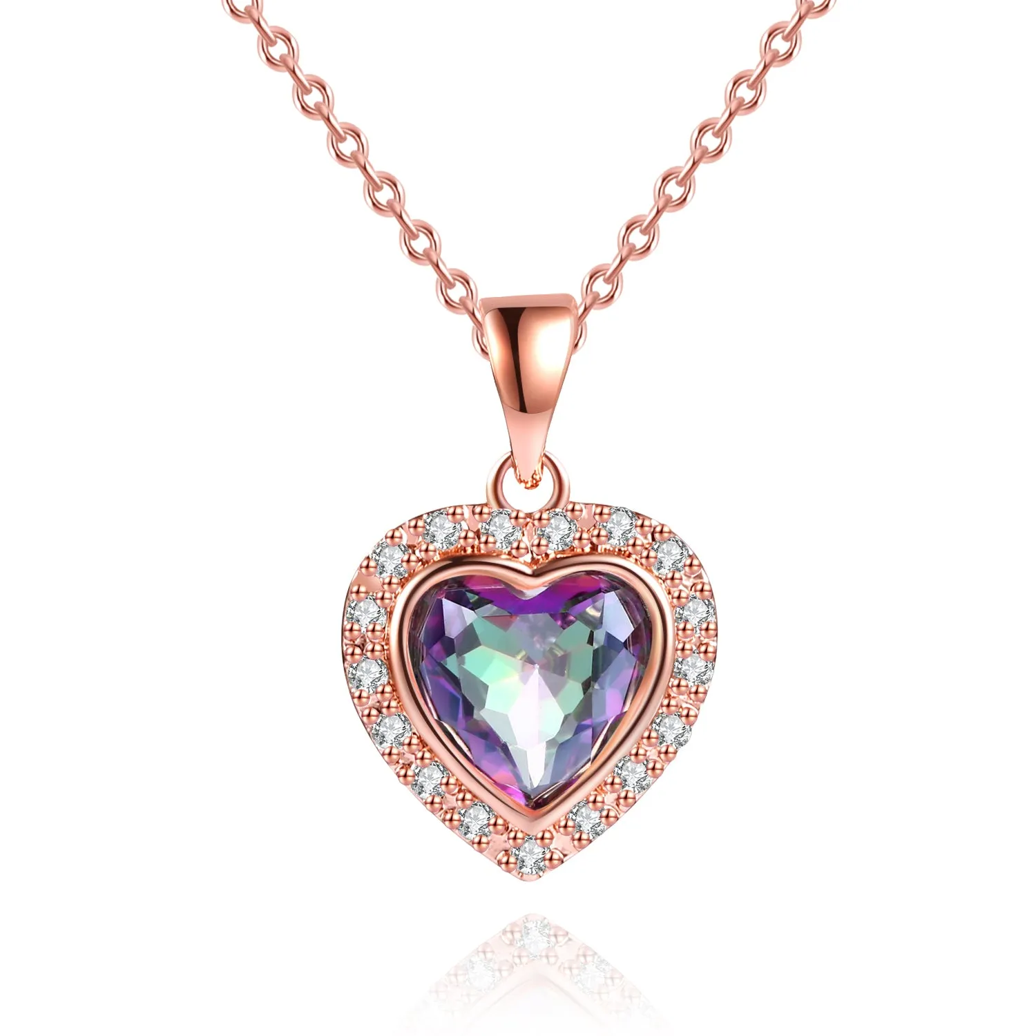 18K Rose Gold Plated Crystal Heart Necklace