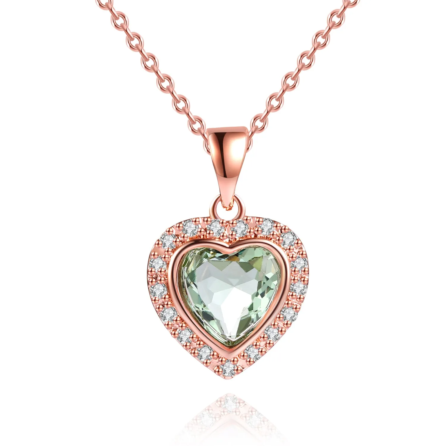 18K Rose Gold Plated Crystal Heart Necklace