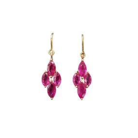 18k Ruby Earrings Gold Leaf Shape