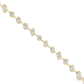 18k Yellow Gold Mixed Fancy Cut Slant Diamond Bracelet