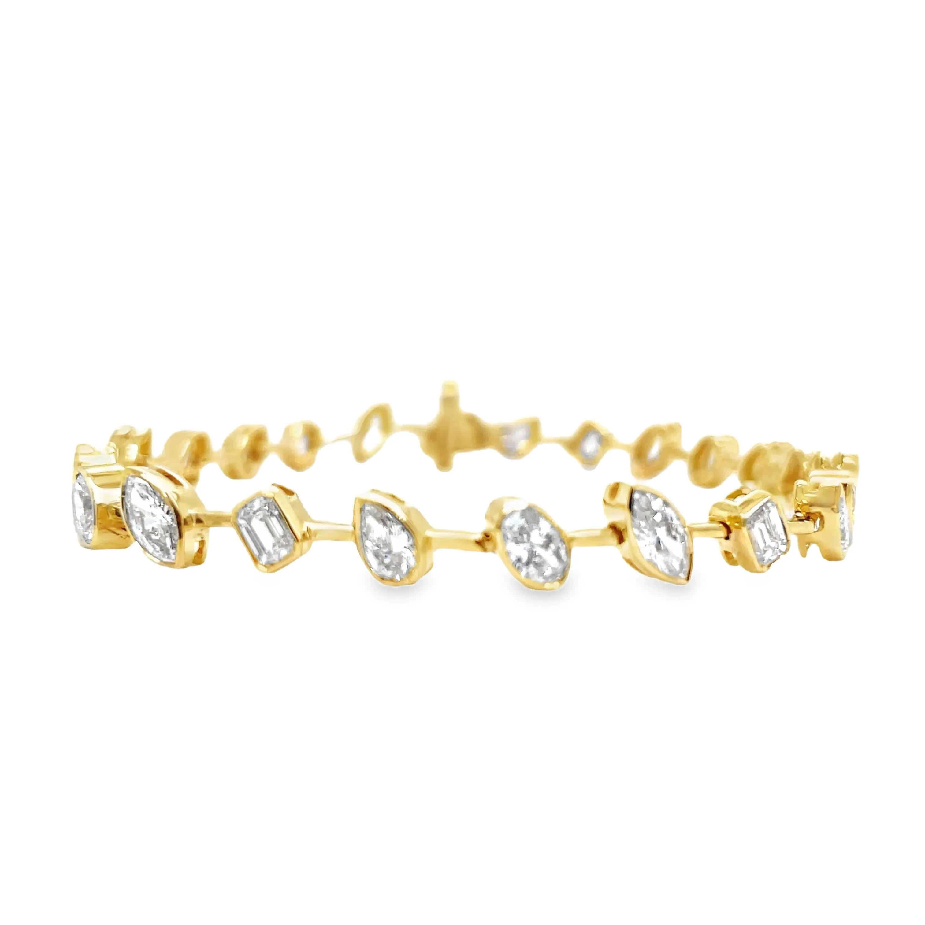 18k Yellow Gold Mixed Fancy Cut Slant Diamond Bracelet