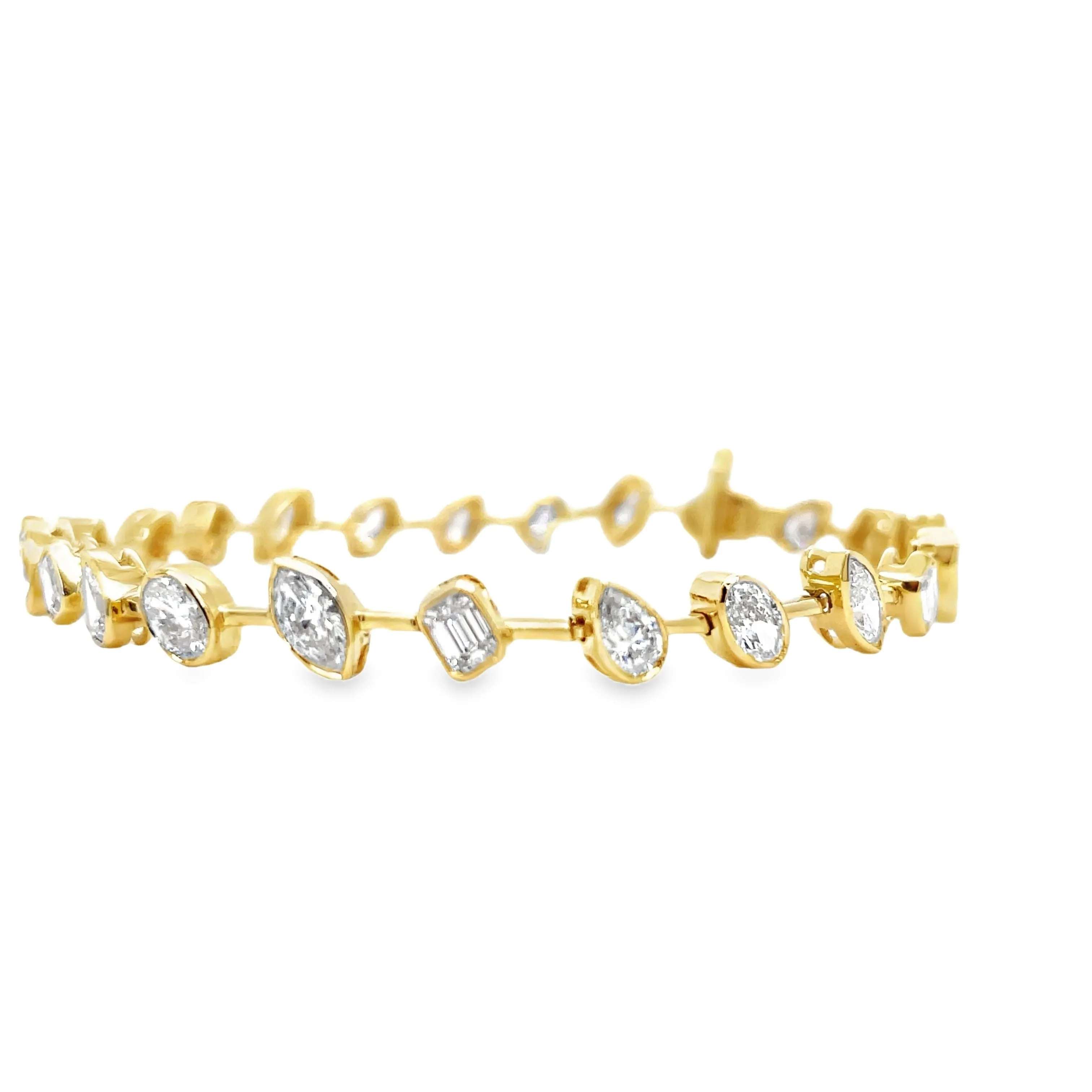 18k Yellow Gold Mixed Fancy Cut Slant Diamond Bracelet