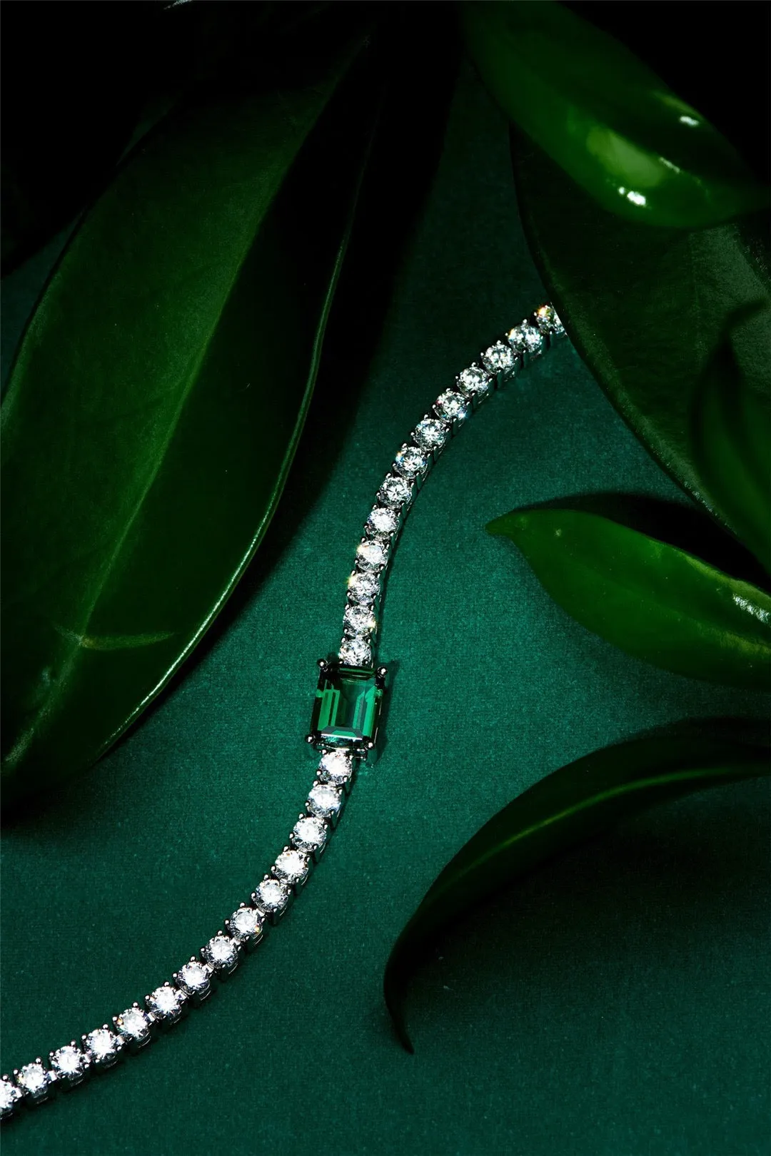 1ct Emerald Cut Tennis Bracelet 18K Gold Plated