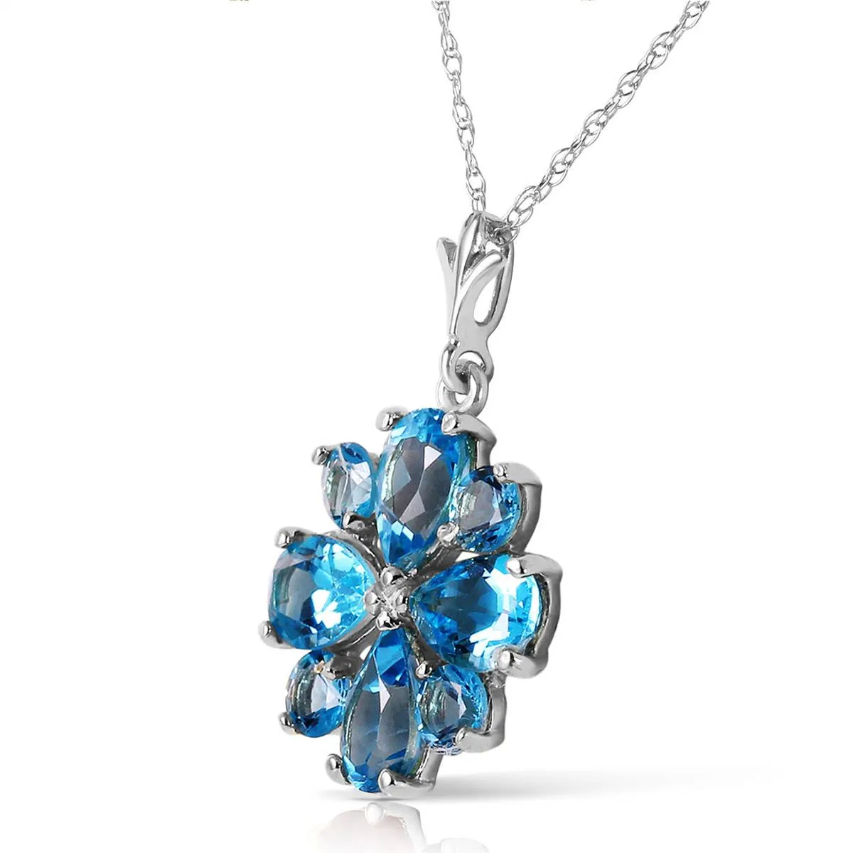2.43 Carat 14K Solid White Gold Don't Haste Blue Topaz Necklace