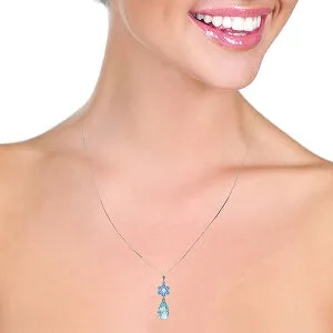 2.78 Carat 14K Solid White Gold Never Enough Blue Topaz Diamond Necklace