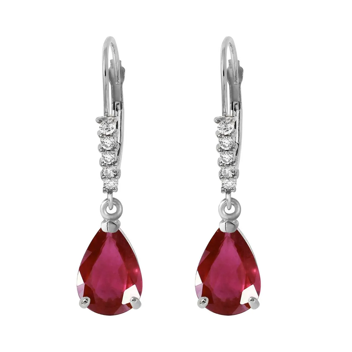 3.15 Carat 14K Solid White Gold Travel Light Ruby Diamond Earrings