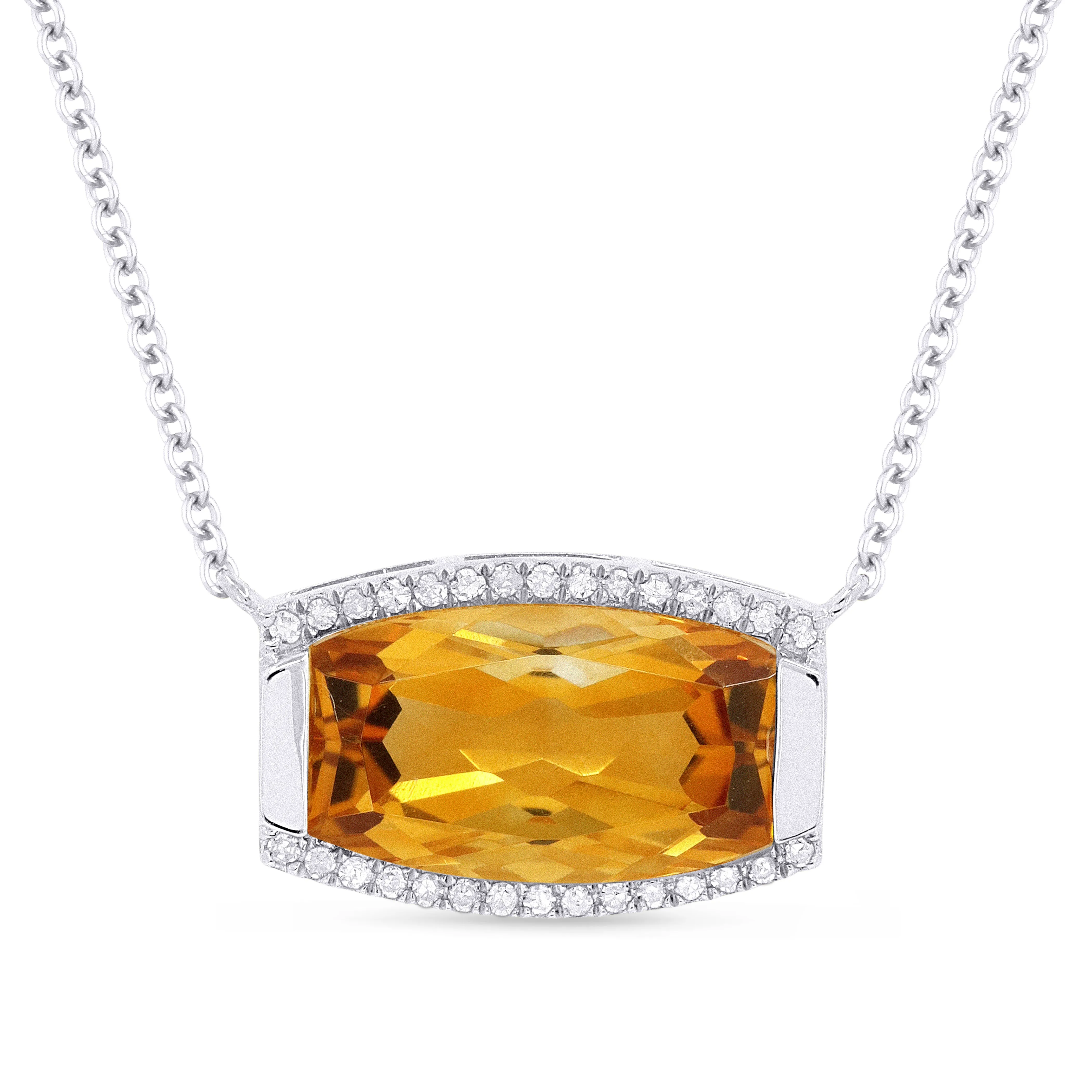 3.47ct Citrine Necklace in 14K White Gold