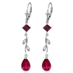 3.97 Carat 14K Solid White Gold Chandelier Earrings Diamond Ruby