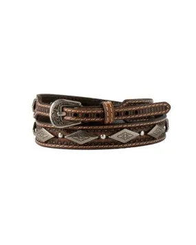 3D WESTERN TRI CONCHO BROWN TAPERED TOOLED HAT BAND