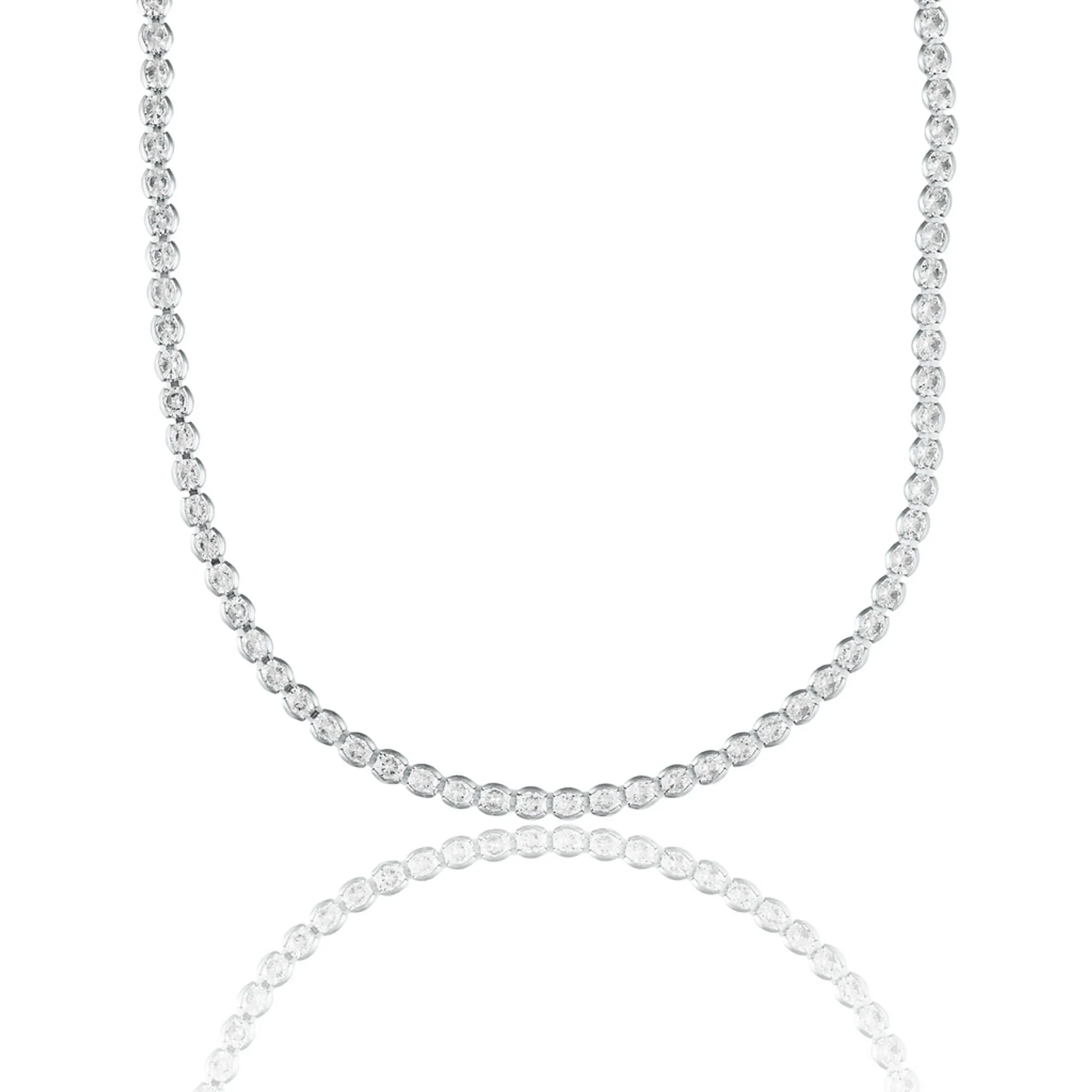 3mm Tennis Necklace Choker With Round Clear Cubic Zirconia Stones (G103)