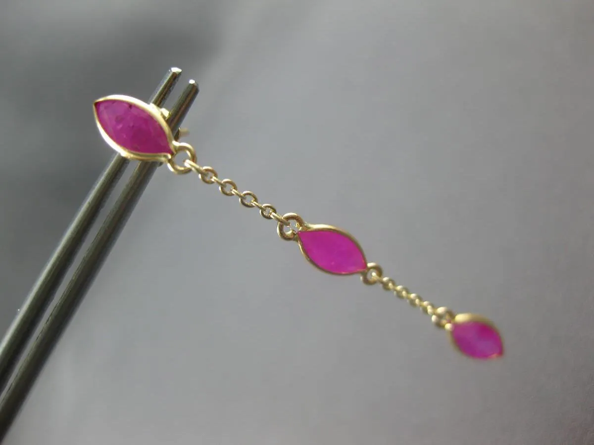 4.60CT AAA RUBY 14KT YELLOW GOLD 3D MARQUISE SHAPE BY THE YARD HANGING EARRINGS
