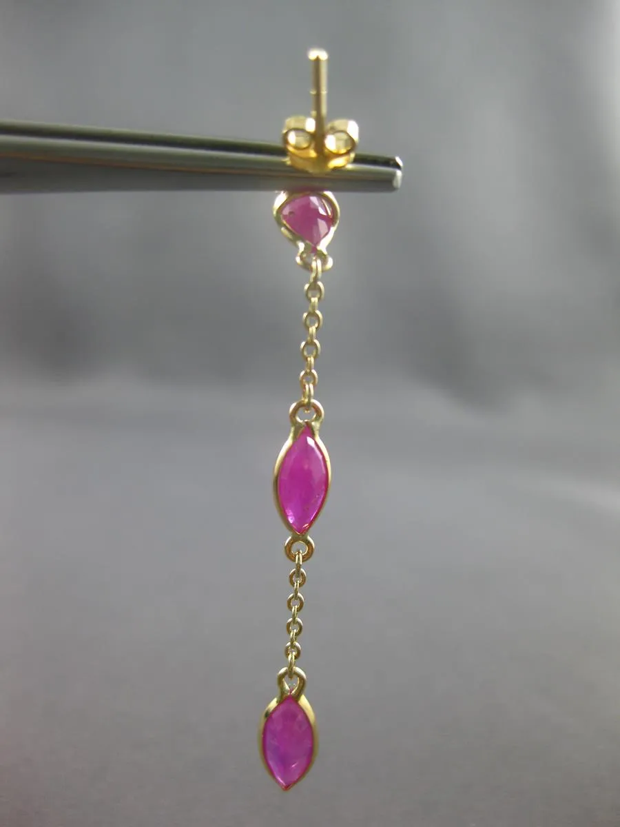 4.60CT AAA RUBY 14KT YELLOW GOLD 3D MARQUISE SHAPE BY THE YARD HANGING EARRINGS