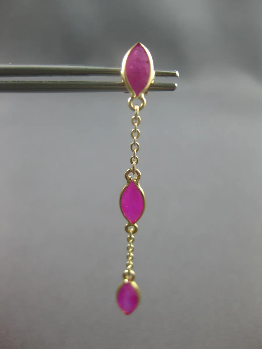 4.60CT AAA RUBY 14KT YELLOW GOLD 3D MARQUISE SHAPE BY THE YARD HANGING EARRINGS