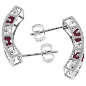 4.7 Carat 14K Solid White Gold Earrings Natural White Topaz Ruby