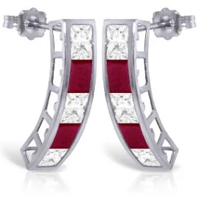 4.7 Carat 14K Solid White Gold Earrings Natural White Topaz Ruby