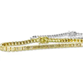 5.82ctw Emerald Cut Diamond Bezel-Set Tennis Bracelet in 14k Yellow Gold