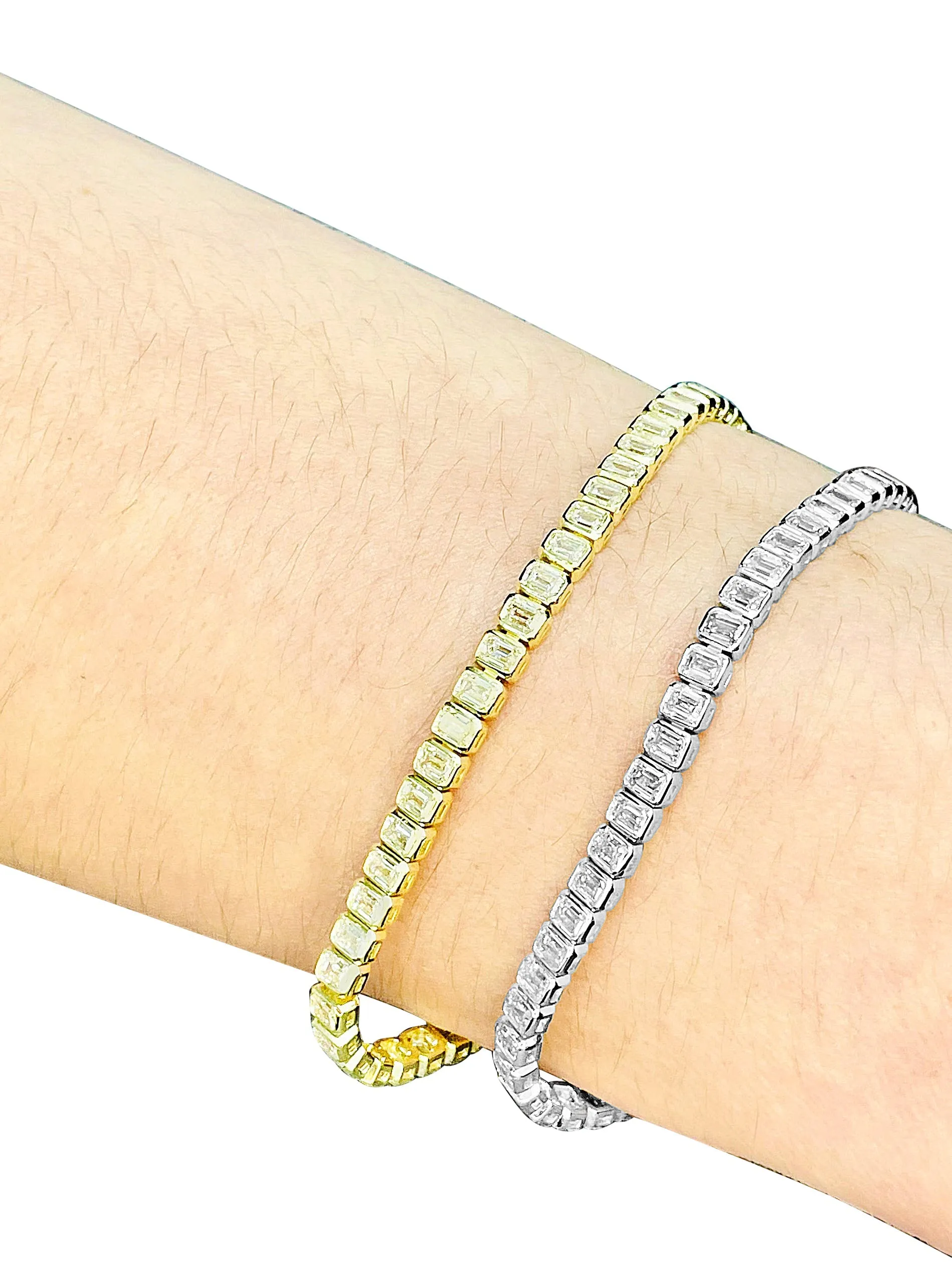 5.82ctw Emerald Cut Diamond Bezel-Set Tennis Bracelet in 14k Yellow Gold