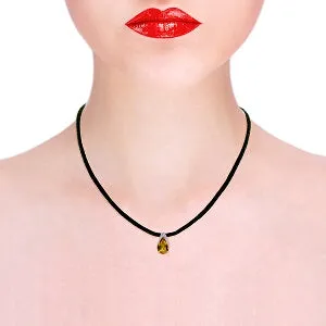 6 Carat 14K Solid White Gold Leather Necklace Natural Citrine