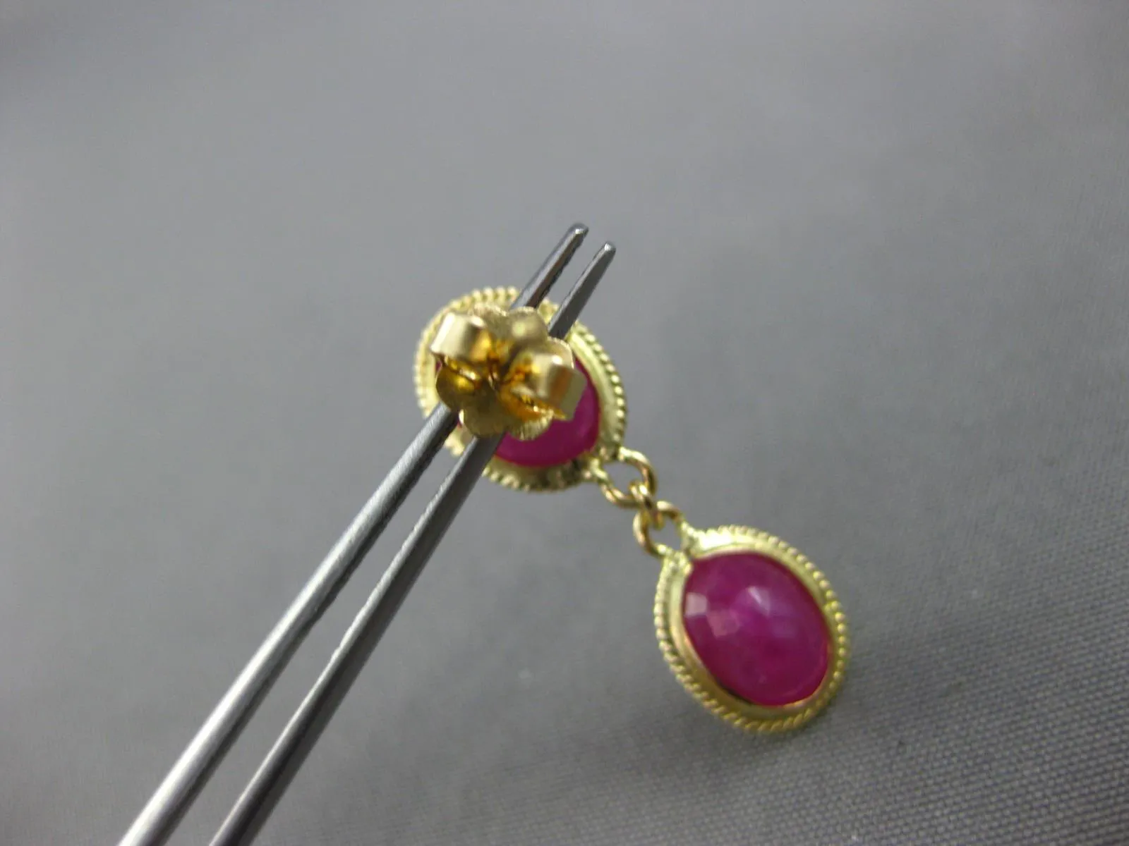 7.06CT AAA RUBY 14KT YELLOW GOLD 3D OVAL FILIGREE BY THE YARD HANGING EARRINGS