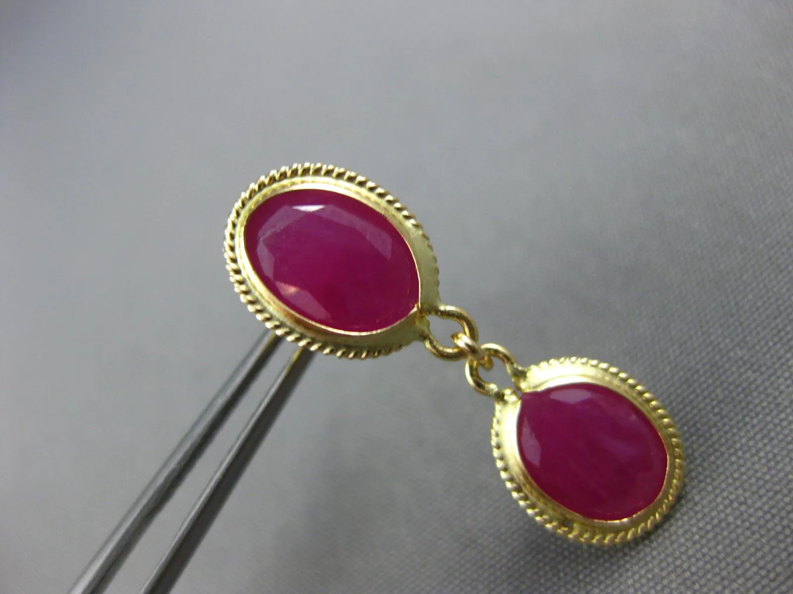 7.06CT AAA RUBY 14KT YELLOW GOLD 3D OVAL FILIGREE BY THE YARD HANGING EARRINGS
