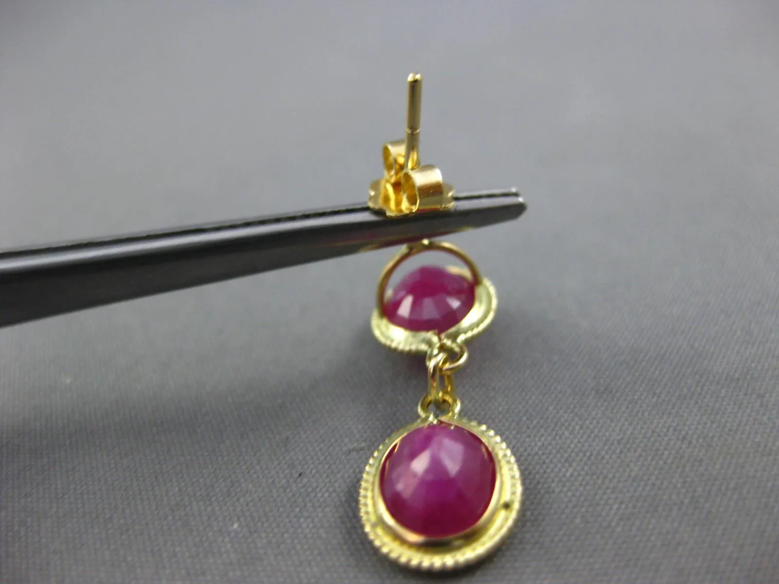 7.06CT AAA RUBY 14KT YELLOW GOLD 3D OVAL FILIGREE BY THE YARD HANGING EARRINGS