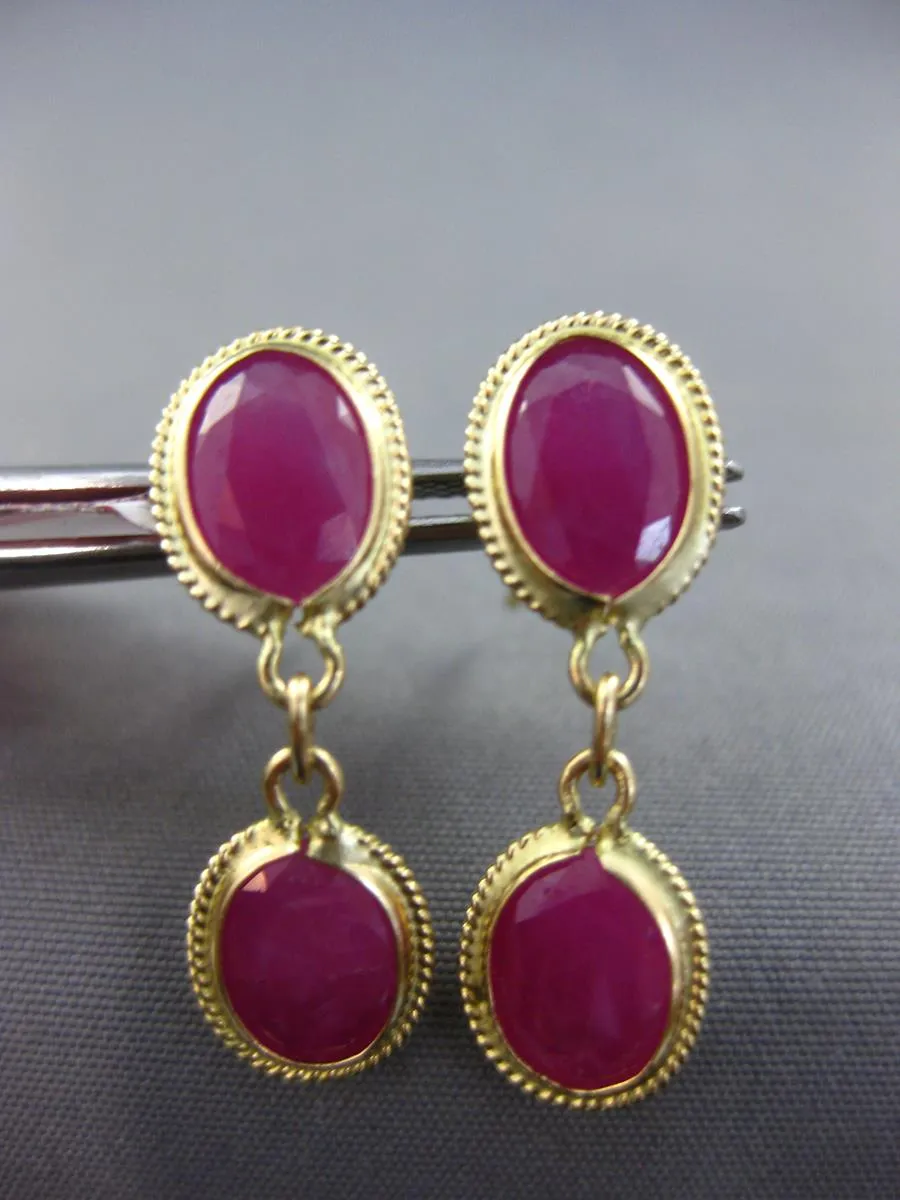 7.06CT AAA RUBY 14KT YELLOW GOLD 3D OVAL FILIGREE BY THE YARD HANGING EARRINGS