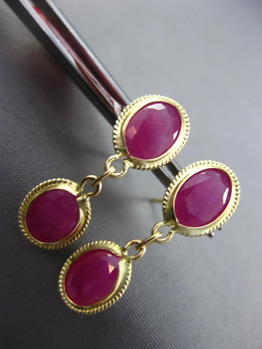 7.06CT AAA RUBY 14KT YELLOW GOLD 3D OVAL FILIGREE BY THE YARD HANGING EARRINGS