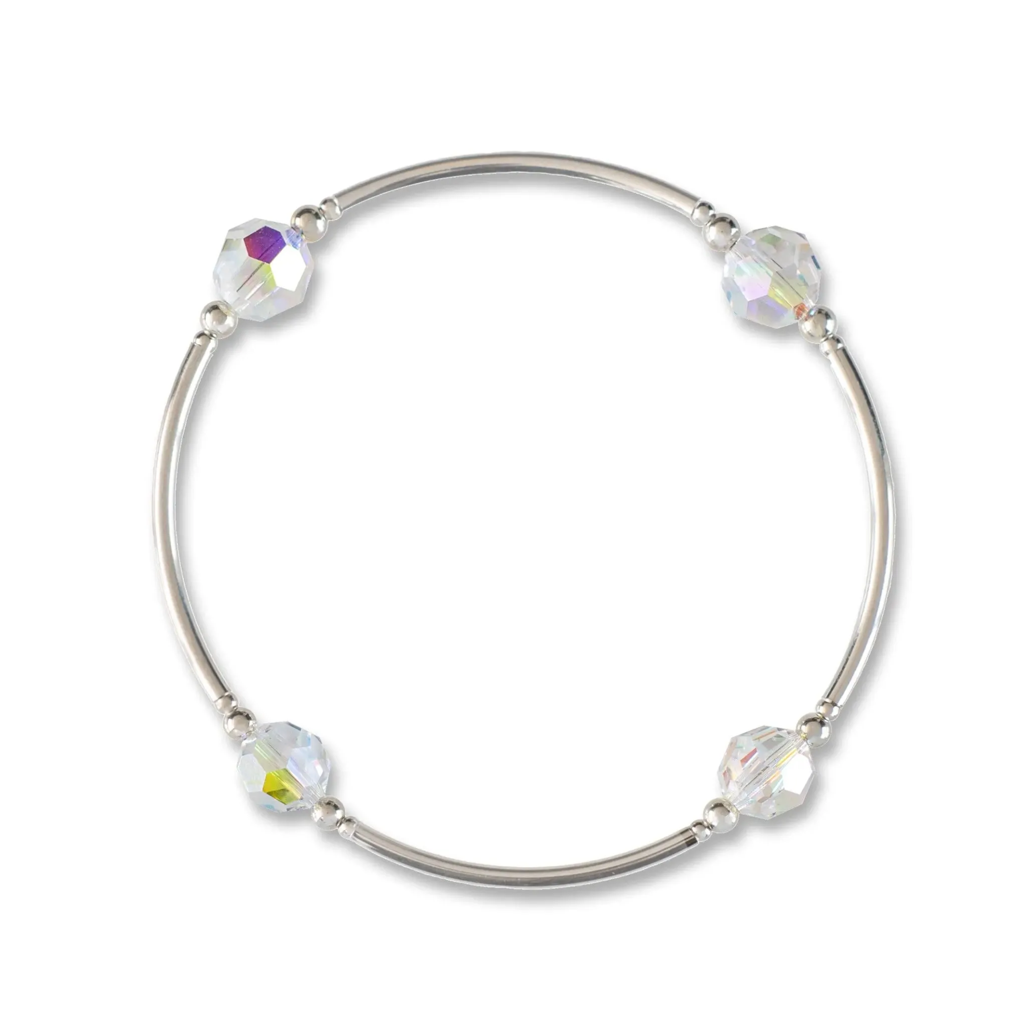 8mm Starlight Crystal Blessing Bracelet - Sterling Links