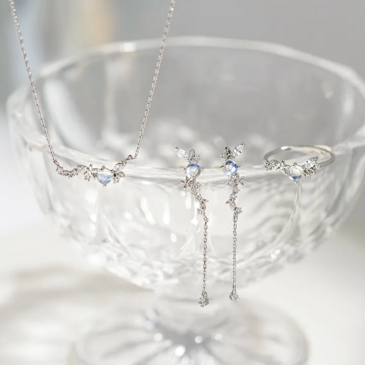 [925 SILVER] FLORAL MOONSTONE NECKLACE