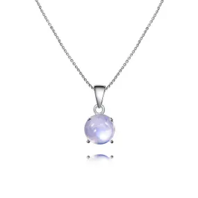 925 Silver Round Blue Moonstone Necklace