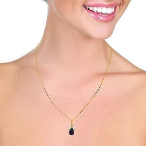 9.3 Carat 14K Solid Yellow Gold Necklace Natural Sapphire White Topaz