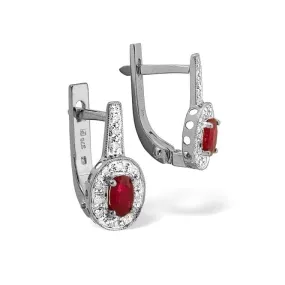 Acotis Diamonds 9K White Gold 0.15ct Diamond 0.65ct Ruby Earrings F2258