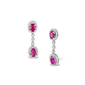 Acotis Diamonds 9K White Gold 0.47ct Diamond 0.55ct Ruby Earrings F2261