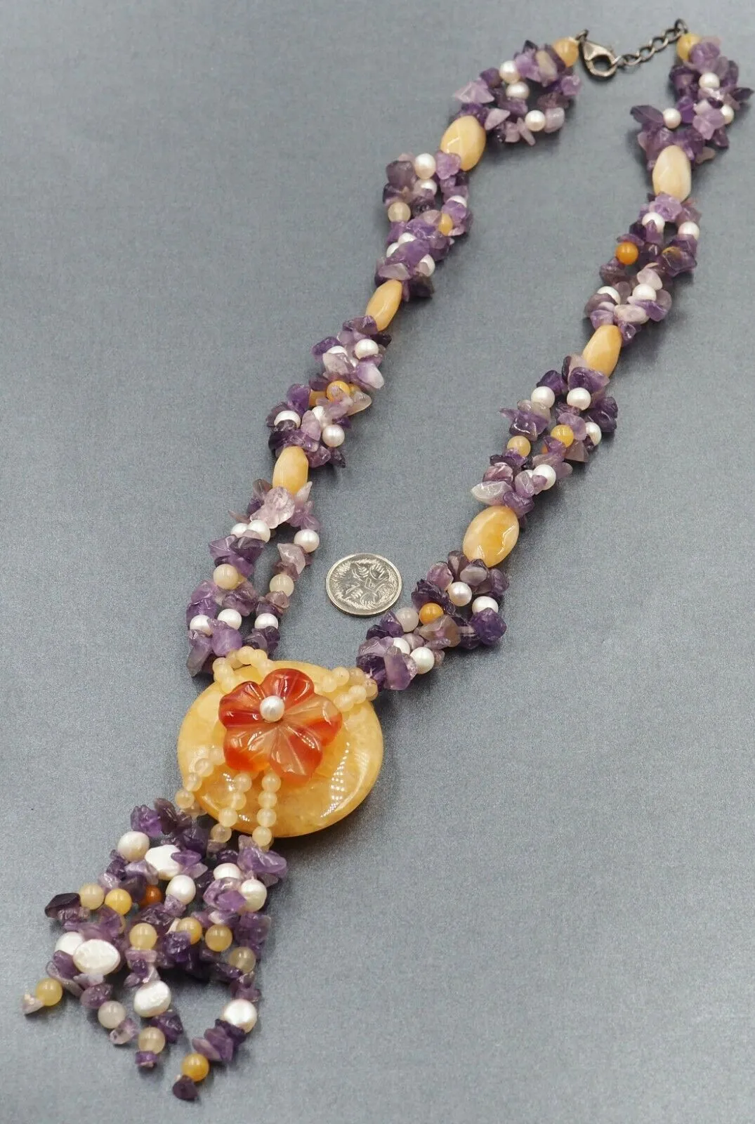 Amethyst, Freshwater Pearl & Glass Necklace