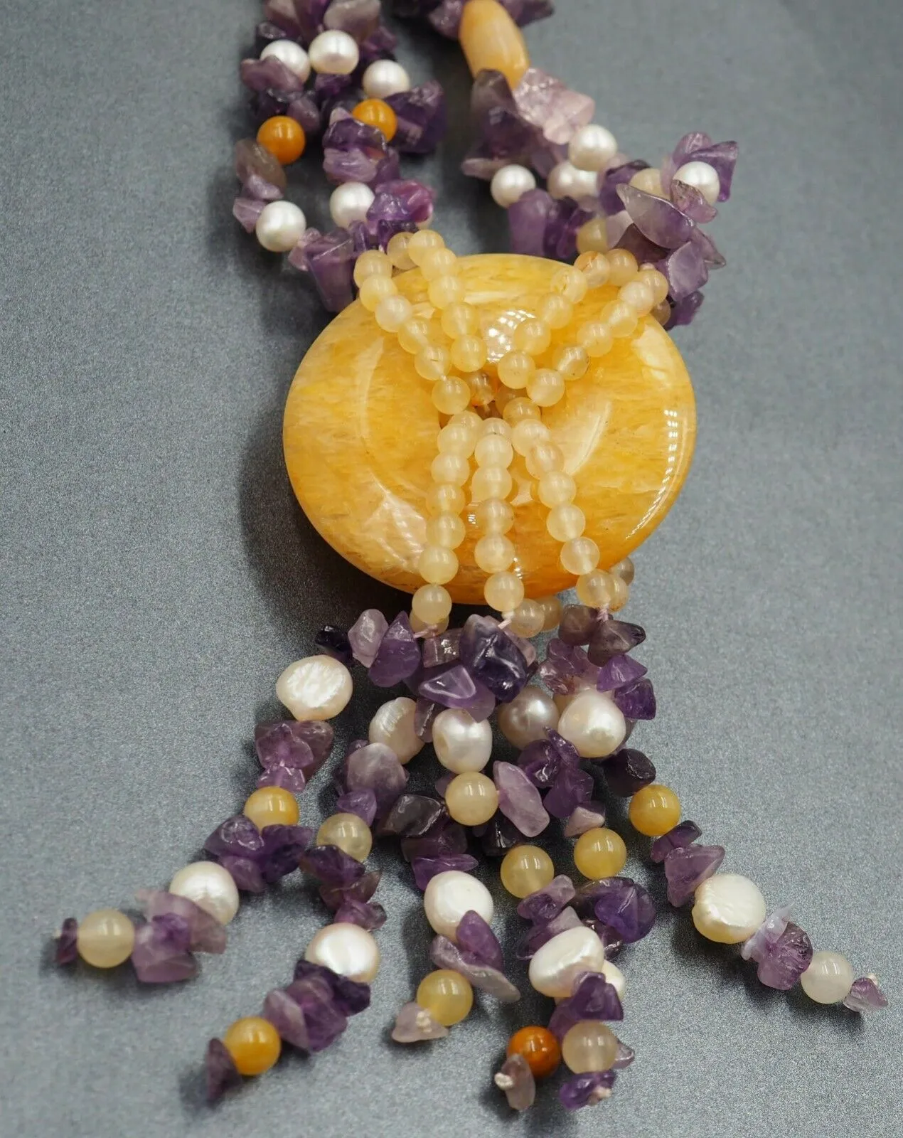 Amethyst, Freshwater Pearl & Glass Necklace
