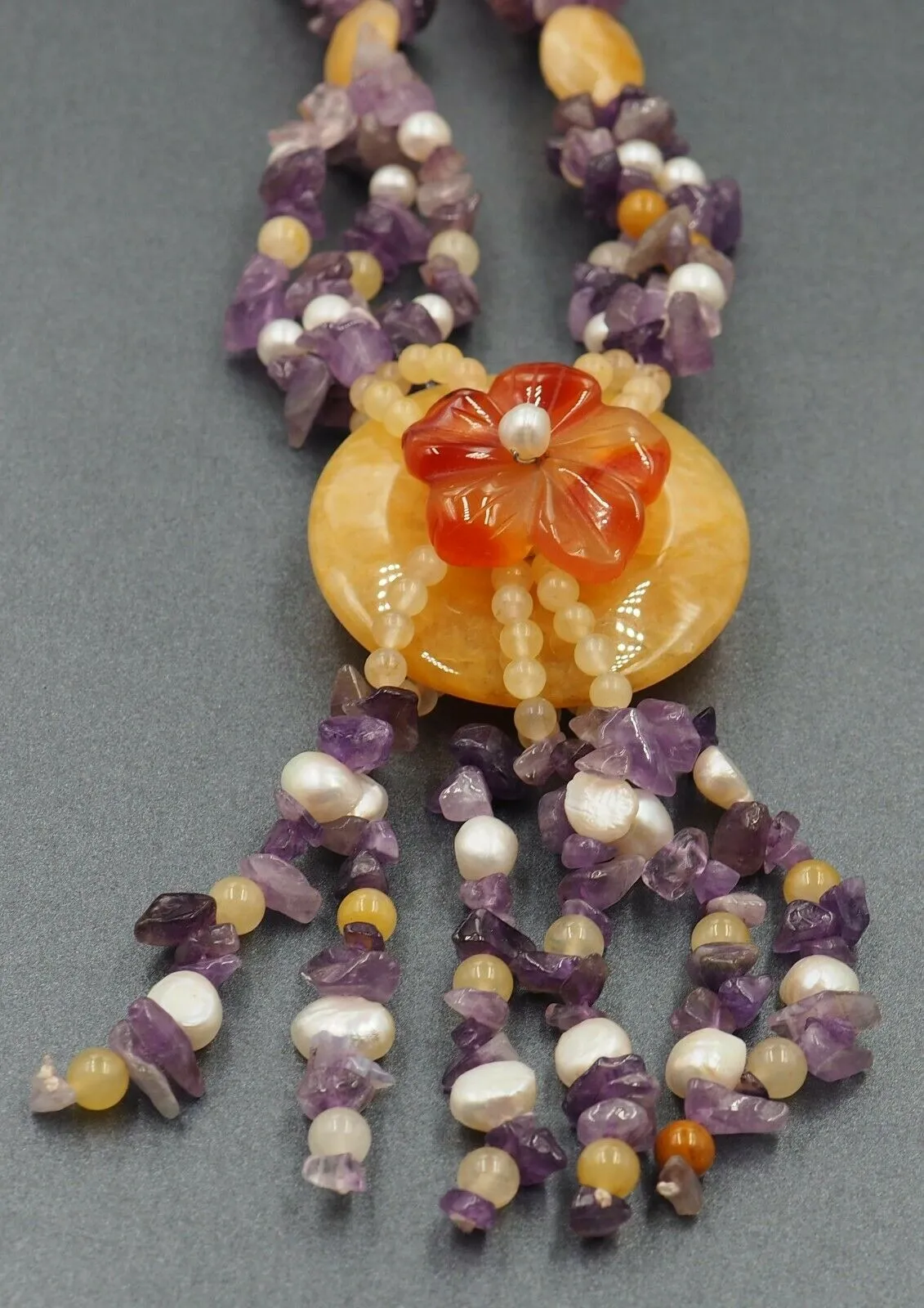 Amethyst, Freshwater Pearl & Glass Necklace