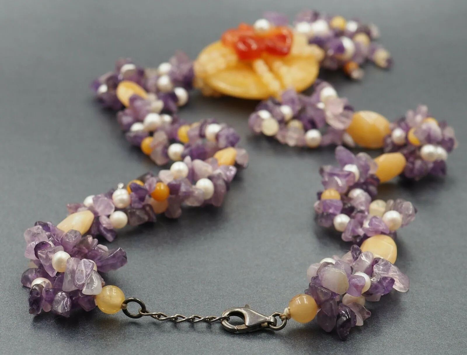 Amethyst, Freshwater Pearl & Glass Necklace