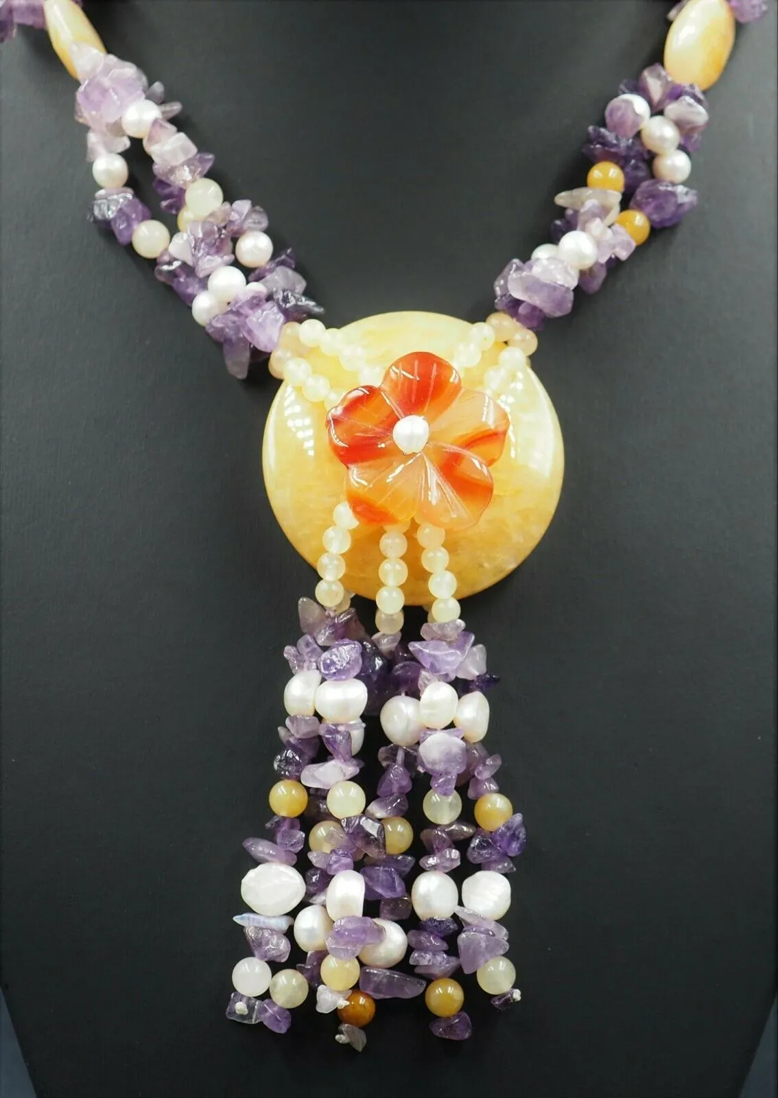 Amethyst, Freshwater Pearl & Glass Necklace
