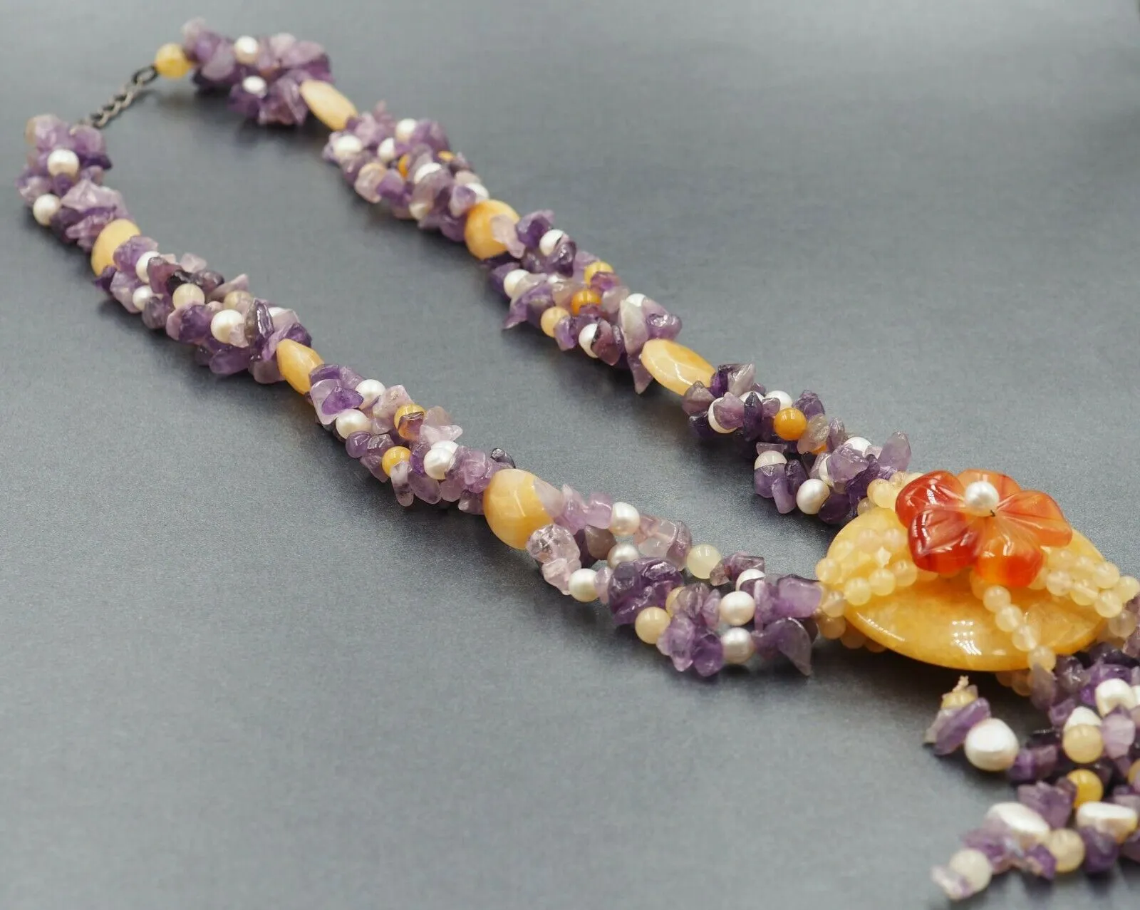 Amethyst, Freshwater Pearl & Glass Necklace